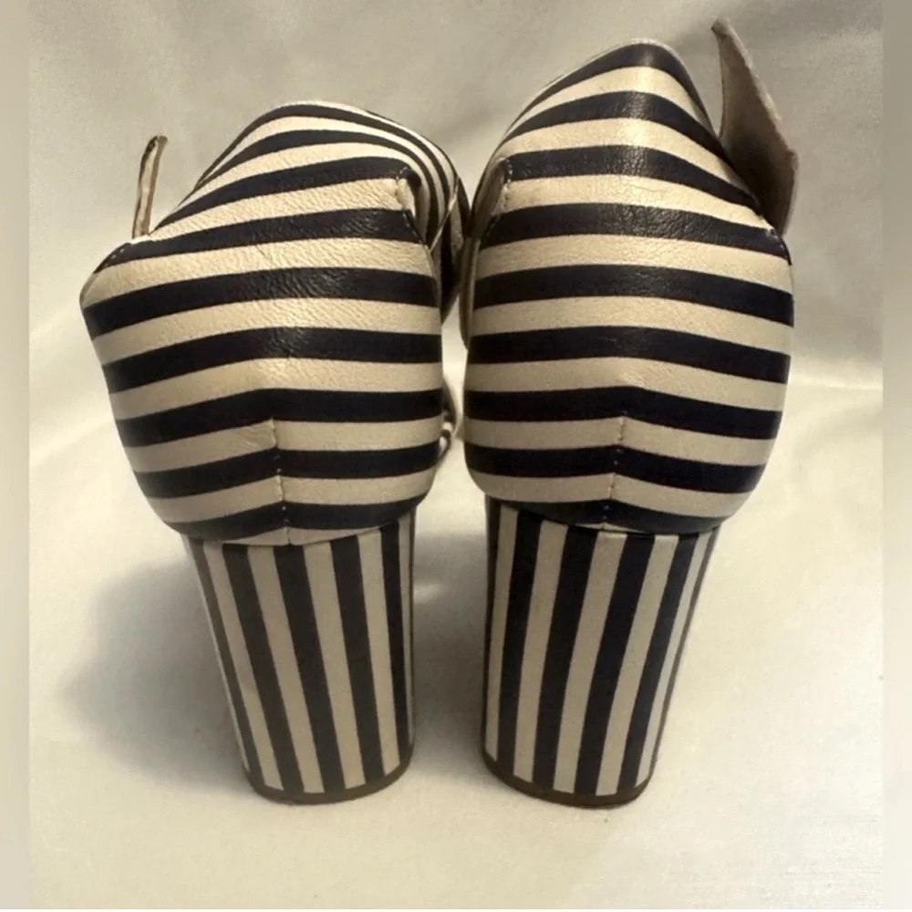J. Crew Navy & White Striped Block Heel Sandals - Picture 4 of 12